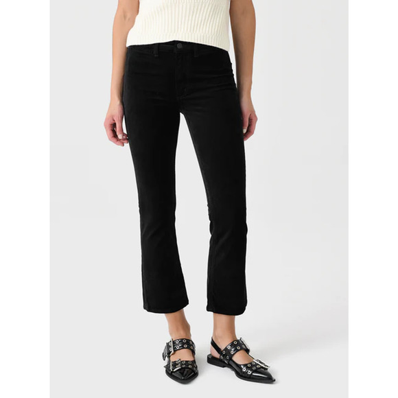 Citizens Of Humanity Pants - Citizens of Humanity Isola Velvet Mid-Rise Cropped Trouser Pants Black Womens 27